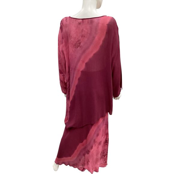 VTG Carole Dolighan 2PieceSet Women’s SZ XL Maxi Skirt+Top 90’ Tye Dye Hobo Pink - Picture 5 of 10